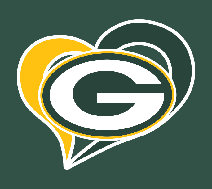 Green Bay Packers Heart Logo vinyl decal